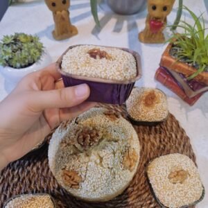 كيك منزلي بزبدة السمسم والجوز (أرجو)