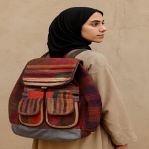 حقيبة يدوية من الصوف الطبيعي بحجم كبير