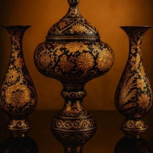 صحن شوكولاتة ومزهرية منقوشة يدوياً