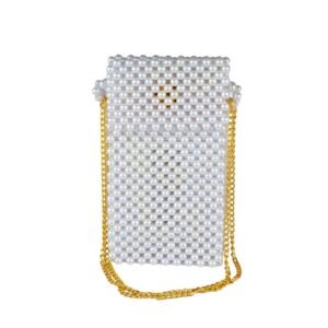 حقيبة كتف نسائية مصنوعة يدوياً طراز لؤلؤي