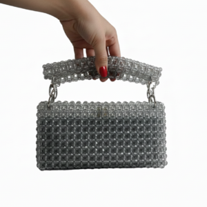 حقيبة كريستالية رمادية